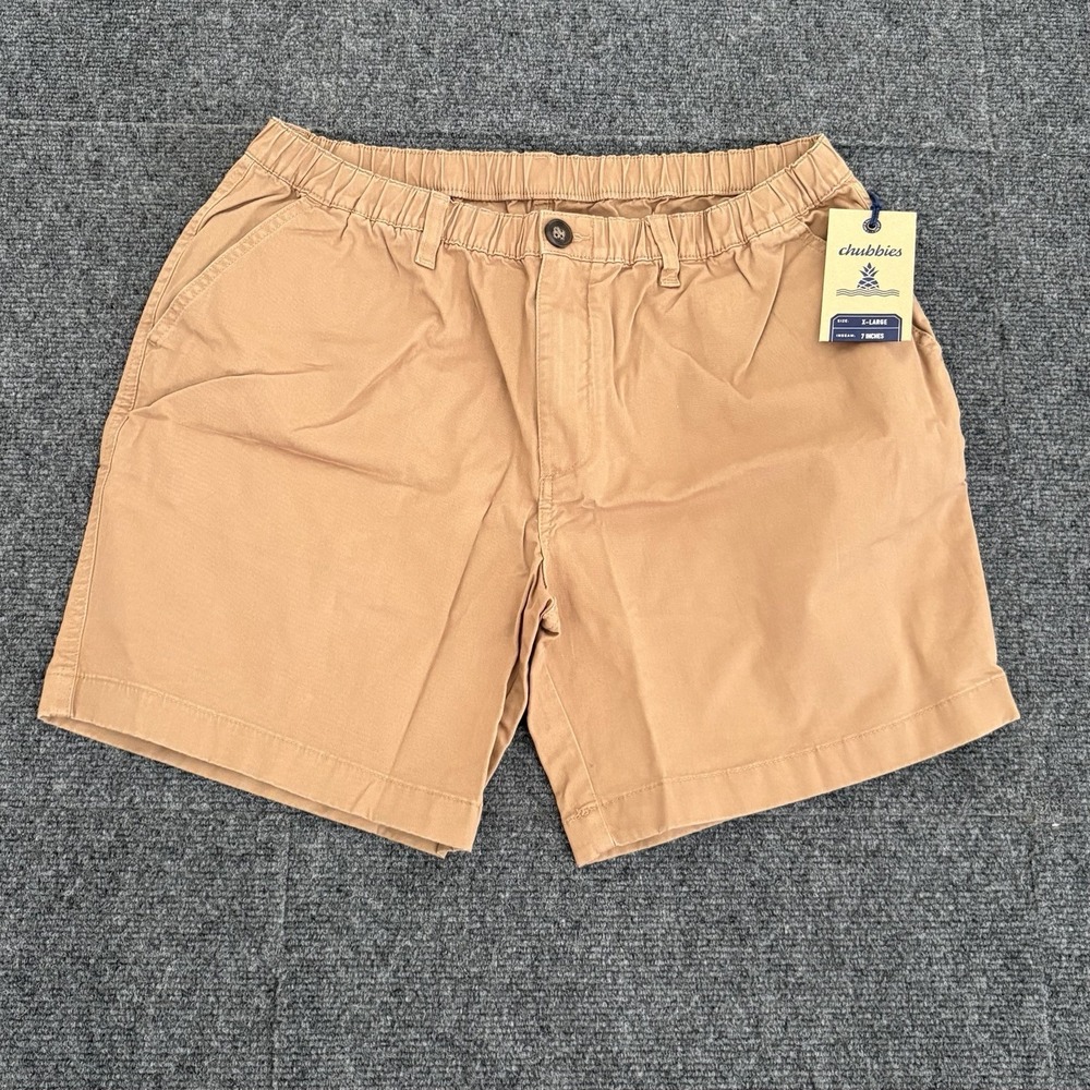 NWT Chubbies The Staples 7" Stretch Twill Brown Shorts Men's XL Preppy
